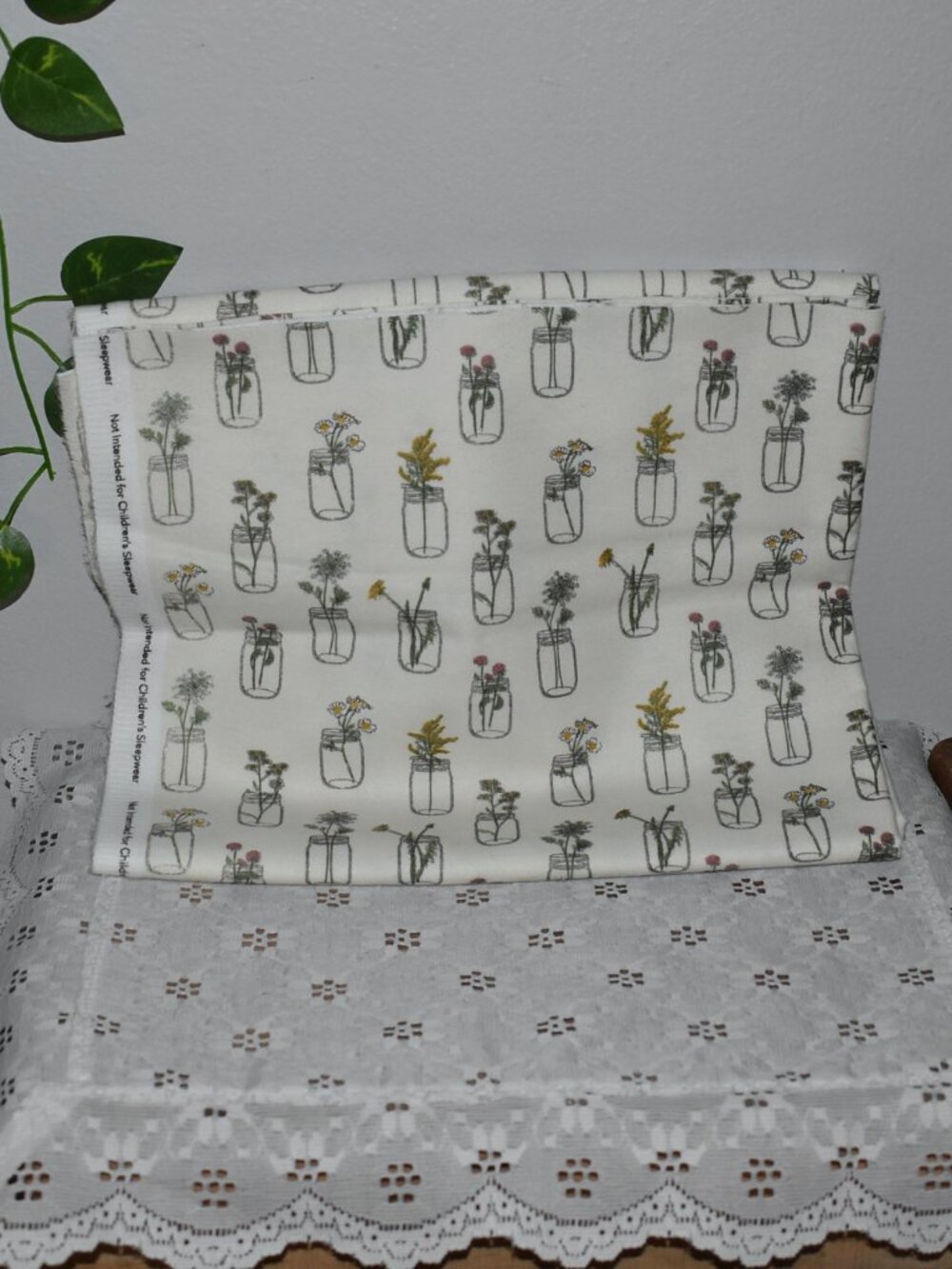 Joann Fabrics One Yard Cottage Flowers in Jars Soft Flannel Fabric